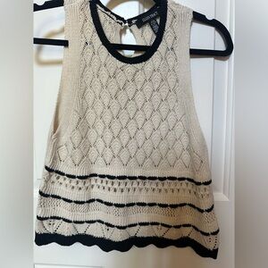 Ellen Tracy Cream Knit Tank Top XS Sleeveless Textured Lightweight